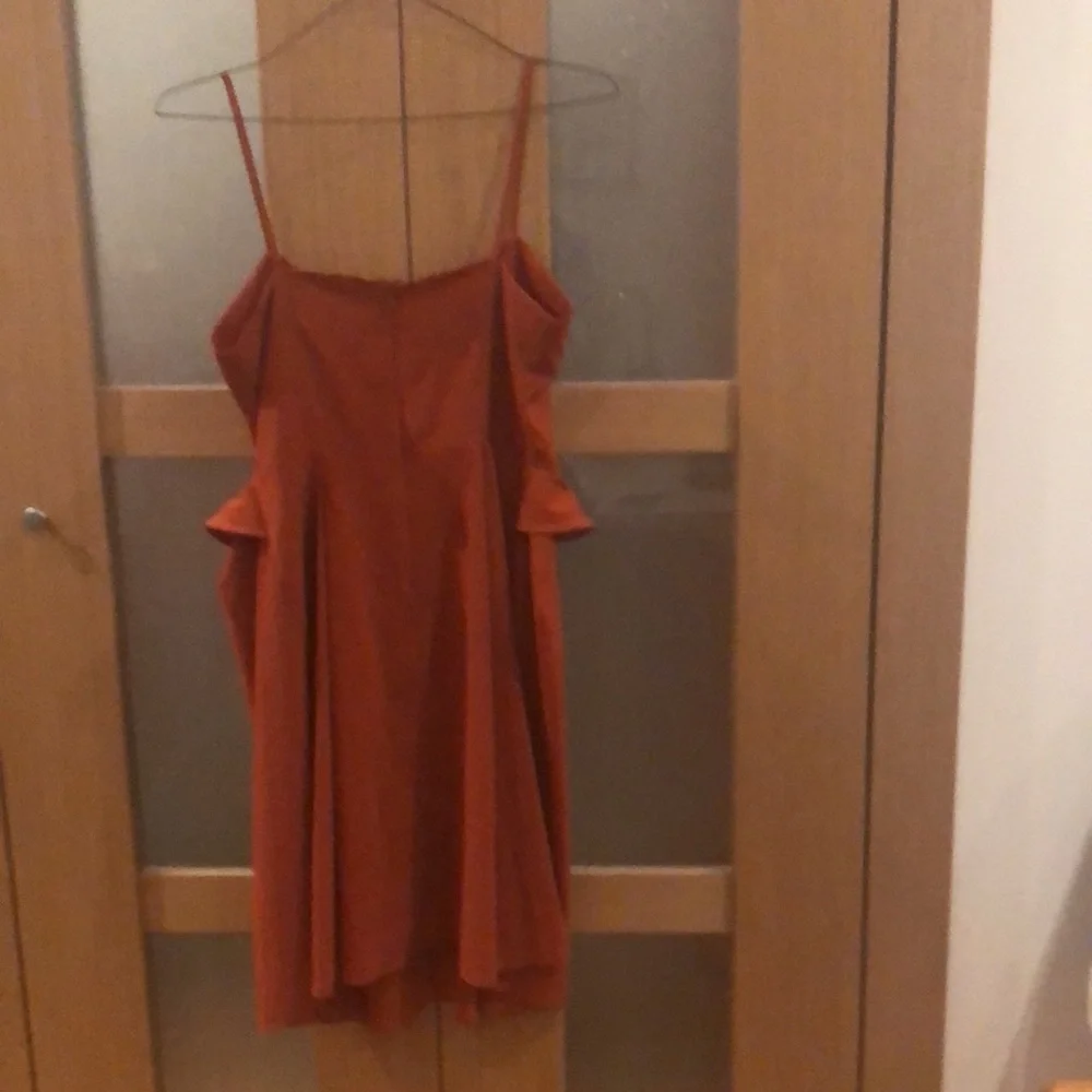 SELFI Dark reddish/Rust Orange Semi-Sheer Spaghetti Strap Dress - Picture 12 of 12
